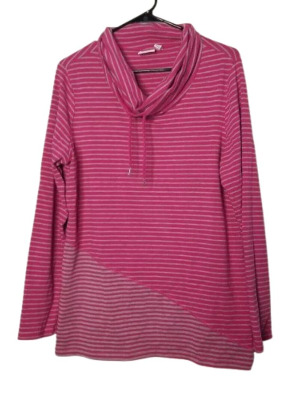 Kim Rogers Pink Stripe Cowl Neck Blouse Women's Large
